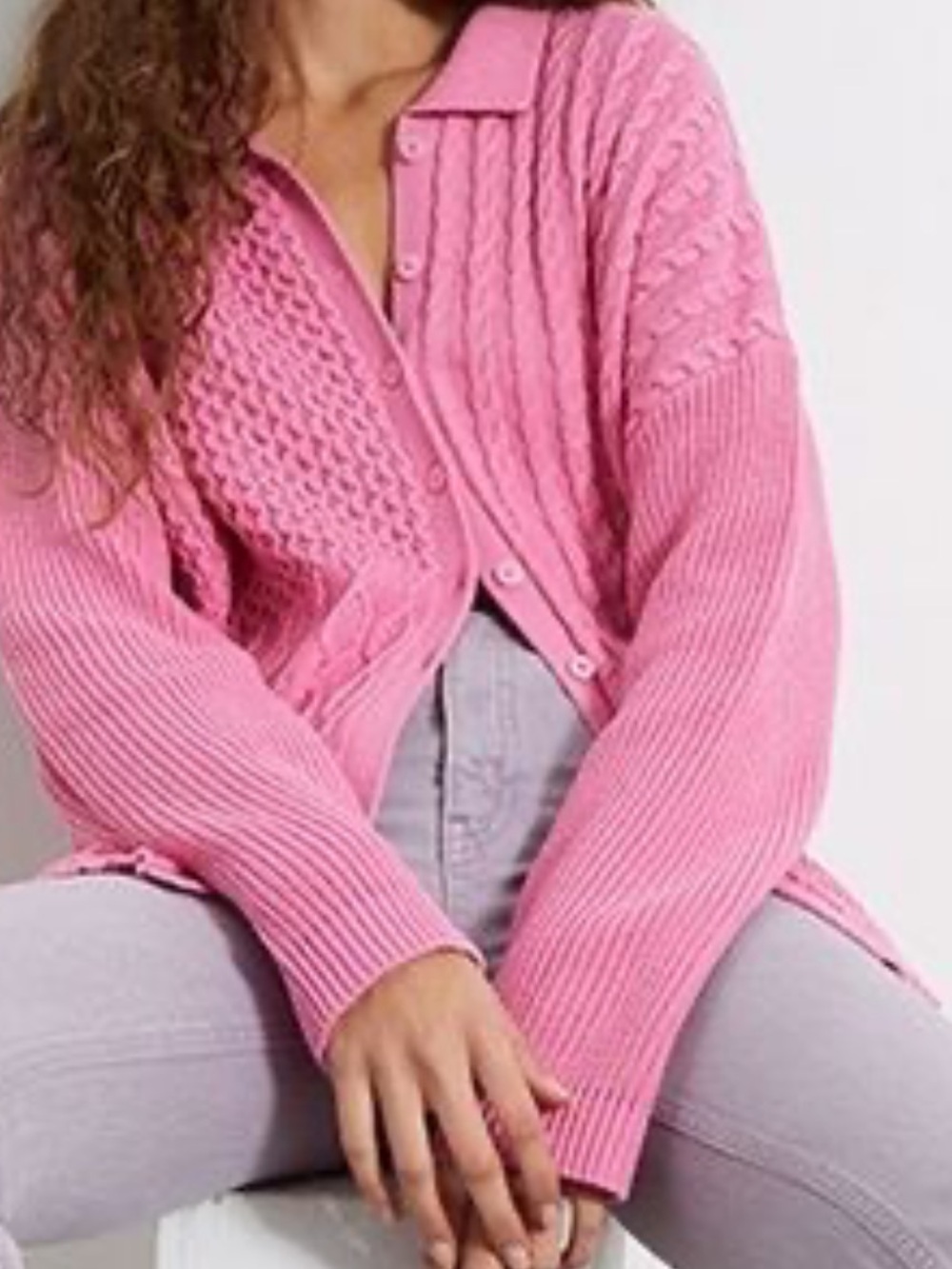 La Hearts Pacsun Womens Slouchy Chunky Knit Button Front Cardigan Sweater Medium